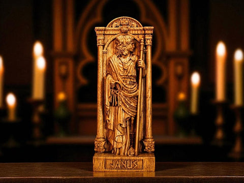 Wood Sculpture Collection-Janus Statue, Roman God Janus, Janus Figure, Roman God Statue, Roman Mythology, Roman Sculpture, Altar Figurine, Pagan Statue, Roman Gods