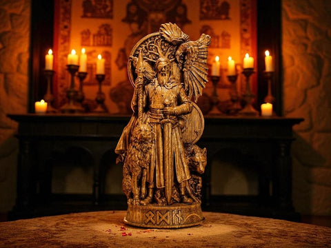 Wood Sculpture Collection-Odin statue, Wotan, Allfather, Norse God Figure, Viking Altar, Allfather Figurine, Norse God Odin, Wooden Wotan Statue, Pagan Statue