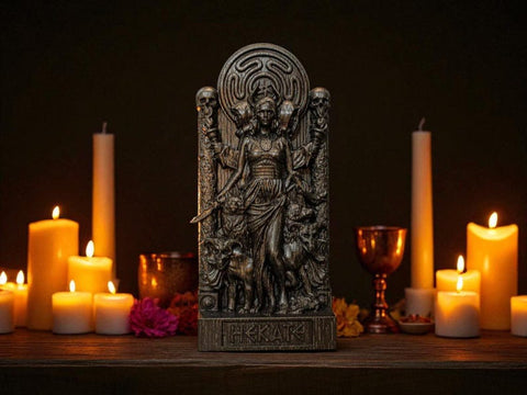 Black Hecate Statue, Black Greek Goddess Figure, Greek Goddess Hecate, Carved Greek figurine, Greek Mythology, Greek Altar, Pagan Gift