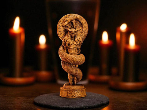 Wood Sculpture Collection-Loki Statue, Loki Altar Figurine, Carved Pagan Statue, Viking Decor, Norse Mythology, Asatru, Viking Altar, Loki Viking God, Pagan Figure