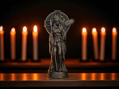 Black Morrigan Statue, Carved Morrigan Figurine, Celtic Goddess Figure, Goddess of the War, Wooden Morrigan Statue, Celtic Altar Figure