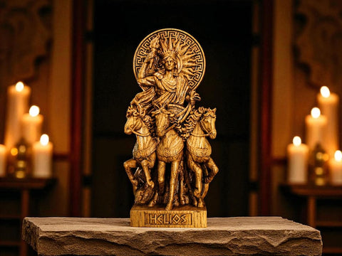 Wood Sculpture Collection-Helios Statue, Greek God Helios, Helios Altar Figure, God of Sun Statue, Greek Altar, Greek Mythology, Pagan Figure, Custom God Statue