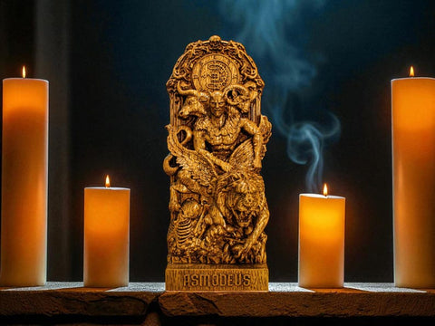 Asmodeus Statue, Goetia Demon Figure, Occult Statue, Demon Statue, Demonology, Satan Statue, Carved Pagan Decor, Pagan Altar