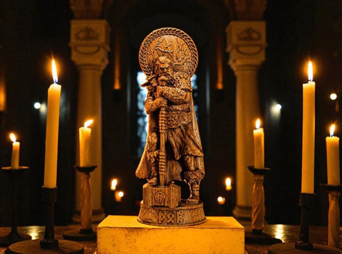 Thor Statue, Norse God Thor, Wooden Thor, Viking Statue, Norse Mythology, Asatru Altar, Norse God Figure, Pagan Home Decor, Pagan Altar