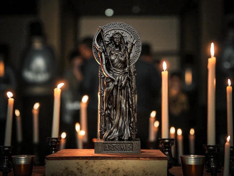 Black Artemis Statue, Artemis Greek Goddess, Greek Mythology, Greek Goddess Figurine, Greek Altar, Goddess of the Hunt, Carved Pagan Statue