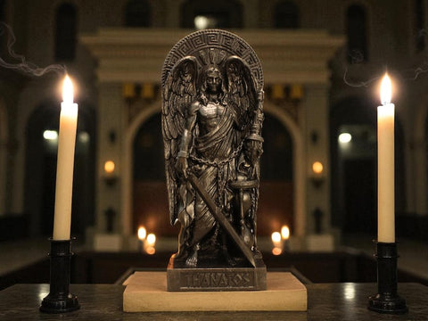 Wood Sculpture Collection-Black Thanatos Statue, Greek God Thanatos, Thanatos Altar Figure, Greek Altar, Greek Mythology, Pagan Figure, Custom God Statue