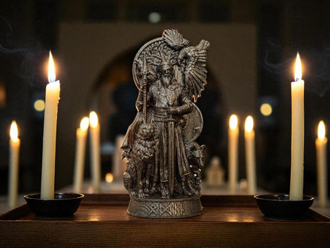 Black Odin statue, Black Allfather Figurine, Wotan, Carved Odin Idol, Norse Mythology Statue, Norse God Odin, Viking Altar, Pagan Altar