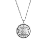 Dawapara Religious Solomon Necklace Magic Square Talisman Pendants Protection Wealth Amulet Stainless Steel Jewelry