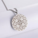 Sri Yantra Mandala Sacred Geometry Pendant Necklace Chakra Energy Necklace Meditation Spiritual Jewelry Stainless Steel