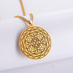 Sri Yantra Mandala Sacred Geometry Pendant Necklace Chakra Energy Necklace Meditation Spiritual Jewelry Stainless Steel