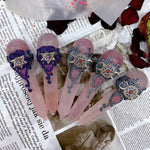 16 22cm Natural Crystal Fluorite Quartz Healing Raw Stone Handmade Magic Stick scepter Witch Craft Staff Cosplay Fairy Props| |