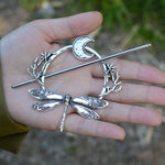 Witch Goddess Crescent Moon Dragonfly Hairstick Fairy Moon Dragonfly Insect Hair Barrette Hairclip Wicca