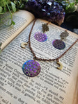 Iridescent Rainbow Sacred Geometry Charm Earrings/necklace/jewelry Set