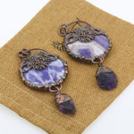 Antique Copper Retro Large Welded Semi precious Stone Retro Snake Lion Dragon Ox Necklace Pendan