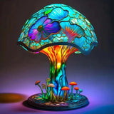 Retro Stained Glass Plant Series Table Lamps Colorful Bedroom Bedside Flower Mushroom Creative Table Night Lamp Atmosphere Light