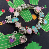 925 Sterling Silver Natural Cryrstal Heart With Mum And Baby Dolls Polly Pocket Charm Bead For Pandora Bracelet European Jewelry