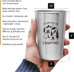Rather Be Camping Stainless Steel Cup (16 Ounce) - Funny Gift Mug for Outdoorsmen - RV Gift, Happy Camper Gear Idea, Unique Travel Accessory for Coffee, Beer, Wine - Novelty Gift for Women