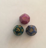 3 pcs 12 sides D12 Polyhedral Dice Astrological Creative tarot Dices Set Board game Divination Dice for EZ Constellation Games