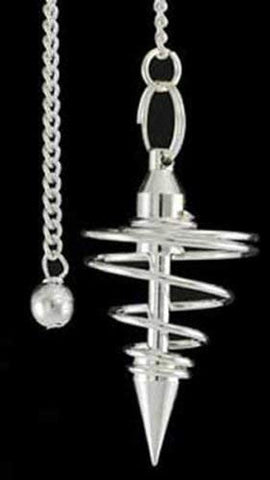 Witchcraft~GPSS Silver Plated Brass Spiral Pendulum Divination Dowsing