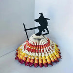 Wooden Witch Napkin Holder Halloween Witch Statue Napkin Holder Table Decor Organizer For Halloween Style Napkin Storage