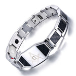 Viking Magic~4 in 1 Men Steel Magnetic Therapy Healing Bracelet Bio Magnet Health Care Bangle Relieve Pain Anti Radiation Wristband Gift