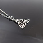 Triple Moon Goddess Triquetra Pentacle Necklace Pagan Wicca Pendant Necklace