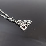 Triple Moon Goddess Triquetra Pentacle Necklace Pagan Wicca Pendant Necklace