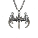 Gothic Hop Skull Cross with wing Pendant Necklace For Men Gift Jewelry