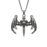 Gothic Hop Skull Cross with wing Pendant Necklace For Men Gift Jewelry