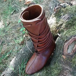 Gothic Steampunk Medieval Costume Men Knight Boots Viking PU Leather Warrior Women Cosplay Boot Carnival Party Shoes Prop