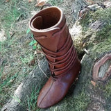 Gothic Steampunk Medieval Costume Men Knight Boots Viking PU Leather Warrior Women Cosplay Boot Carnival Party Shoes Prop