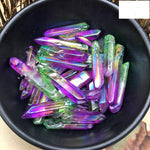 Magicun Crystal~4pcs plated natural perforated crystal column Two-color plated single-point crystal column Decoration energy column