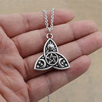 Triple Moon Goddess Triquetra Pentacle Necklace Pagan Wicca Pendant Necklace