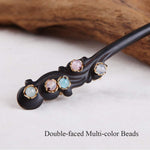 TOP SEWING Ebony Double-faced Jade Sword Hairpins Handmade Carved Wooden Hair Sticks for Women Chinese Hair Chopsticks for Long hair A
