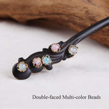 TOP SEWING Ebony Double-faced Jade Sword Hairpins Handmade Carved Wooden Hair Sticks for Women Chinese Hair Chopsticks for Long hair A
