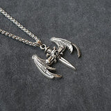 Gothic Hop Skull Cross with wing Pendant Necklace For Men Gift Jewelry