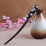 TOP SEWING Ebony Double-faced Jade Sword Hairpins Handmade Carved Wooden Hair Sticks for Women Chinese Hair Chopsticks for Long hair A