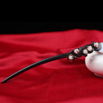 TOP SEWING Ebony Double-faced Jade Sword Hairpins Handmade Carved Wooden Hair Sticks for Women Chinese Hair Chopsticks for Long hair A