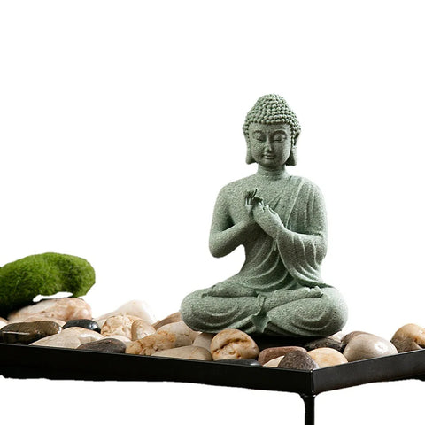 Buddhist Ornament Buddha Statue Zen Ornament Buddhist Figurines Sandstone Artwork Oriental Culture Ornament Home Ornament