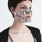 Fashion Gothic Mask Punk Liquid Irregular Silver Color Hollow Women Men Party Individuation Individual Jewelry Accessory