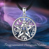 Sterling Silver Tetragrammaton Pentagram Amulet Necklace Gothic Pendan