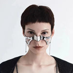 Fashion Gothic Mask Punk Liquid Irregular Silver Color Hollow Women Men Party Individuation Individual Jewelry Accessory