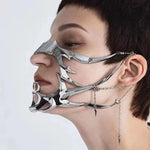 Fashion Gothic Mask Punk Liquid Irregular Silver Color Hollow Women Men Party Individuation Individual Jewelry Accessory