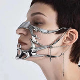 Fashion Gothic Mask Punk Liquid Irregular Silver Color Hollow Women Men Party Individuation Individual Jewelry Accessory