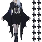 Women's Gothic Dress Batwing Sleeve Halloween Goth Dress Sexy Party Long Sleeve Black Saints Day Bodycon Dresses Cosplay Dress