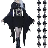 Women's Gothic Dress Batwing Sleeve Halloween Goth Dress Sexy Party Long Sleeve Black Saints Day Bodycon Dresses Cosplay Dress