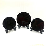 Natural Black Obsidian Disk Fengshui Mirror Smoking Crystal Stone