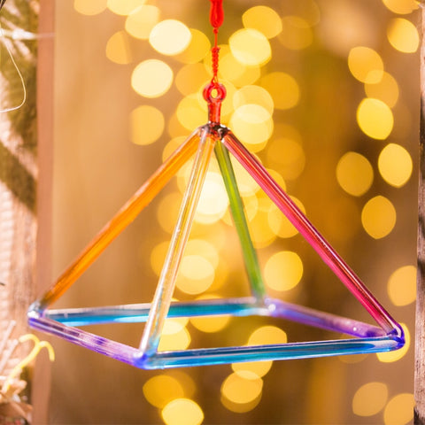 6 Inch Rainbow Crystal Singing Pyramid For Chakra Balancing/yoga/meditation/sound Healing