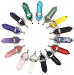 Witchcraft~TANG SONG 15PCS DIY Bullet Shape Healing Pointed Chakra Beads Crystals Bullet Shape Stone Random Color Beads Pendant for Pendant Necklace Jewelry Making (Mixed Color)