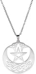 Witchcraft~cooltime Stainless Steel Pentacle Pendant Necklace Pentagram Celtic Knot Star Circle Crescent Charm Jewelry